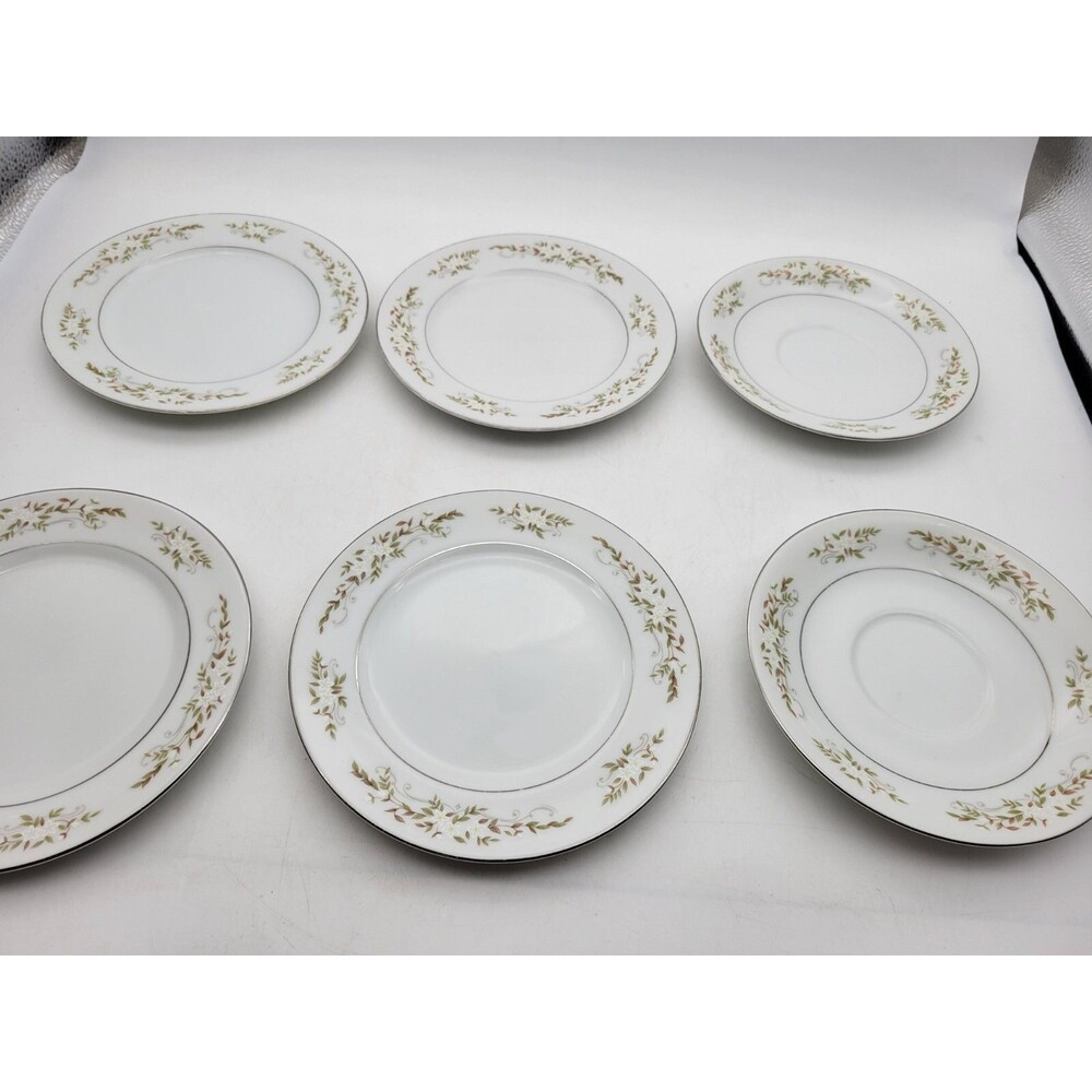 6 pcs International Silver Co Fine China - 326 Springtime Japan Teacup and plate